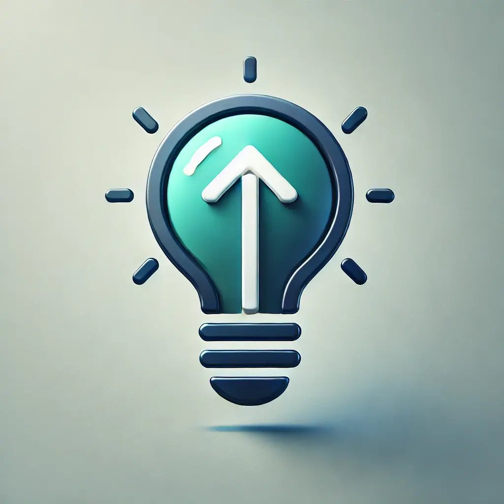 DALL·E 2025-02-17 11.49.04 - A modern, minimalistic icon representing Clarity - Define Your Goals. The icon features a lightbulb with a clear pathway or an upward arrow inside, 