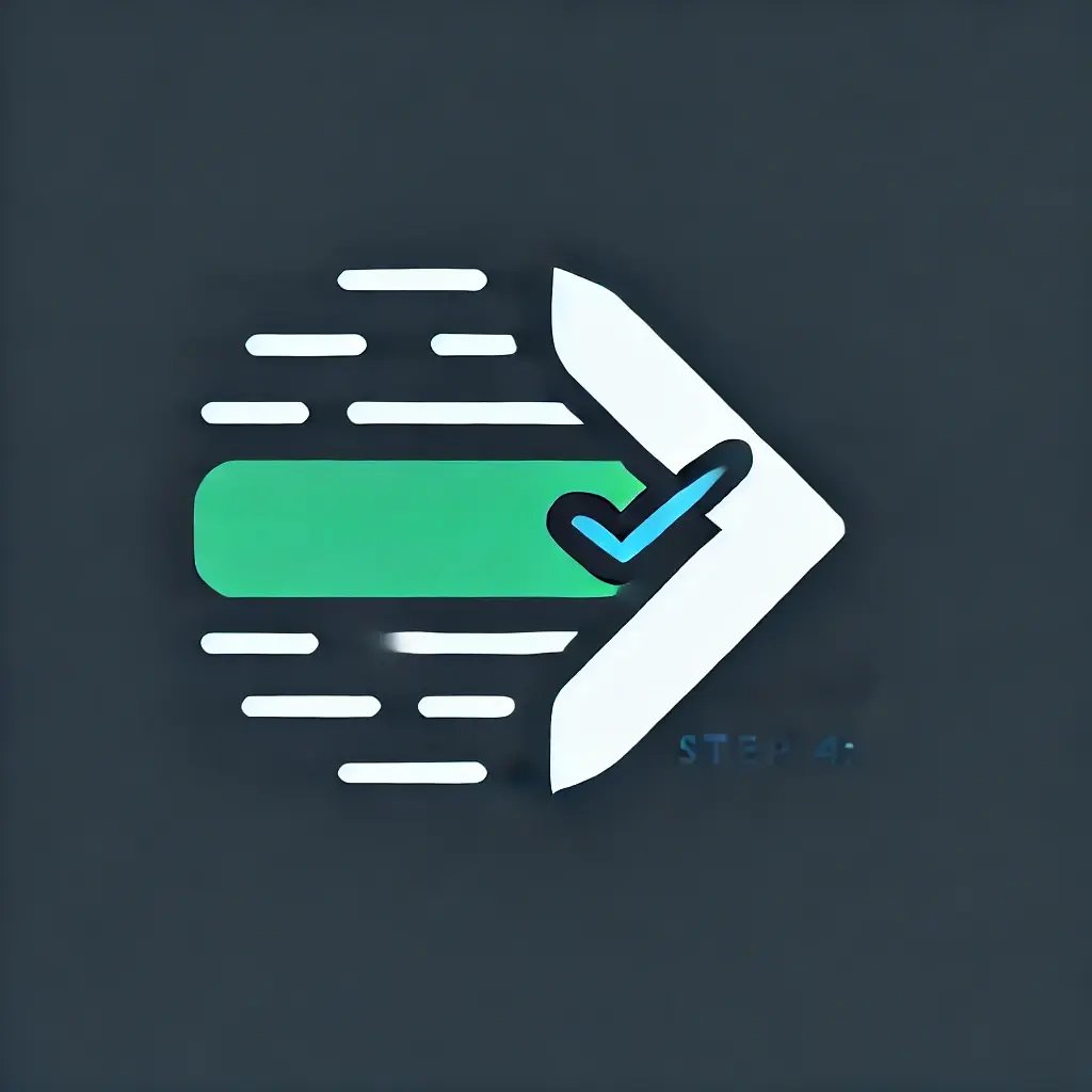 DALL·E 2025-02-17 11.50.39 - A clean, bold, and minimalistic icon representing Step 4_ Action Plan. The icon features a simple, powerful forward arrow with a single checkmark, s